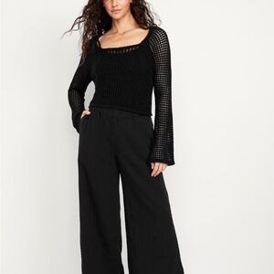 Old navy crinkle gauze cotton Women's Black Wide-Leg Pants